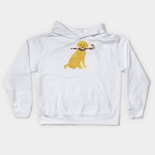 Yellow Lab Retriever Field Hockey Dog Kids Hoodie